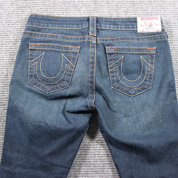 True Religion Jeans Womens 30 Blue Mid Rise Straight Lizzy Stretch Cropped - Picture 6 of 10